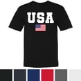 thumbnail image 1 of USA Text Flag Printed T-Shirts | 4th of July United States of America Short Sleeve Patriotic Independence Day Shirt | Made in USA Tees (Charcoal, XXL), 1 of 13