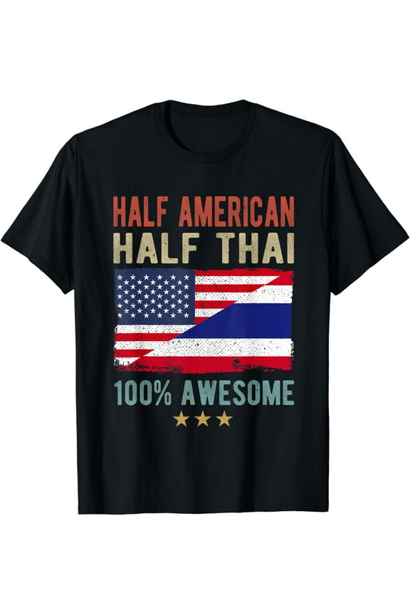 USA Thailand Flag Half American Half Thai T-Shirt