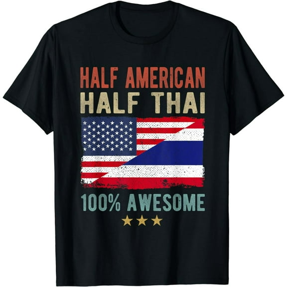 USA Thailand Flag Half American Half Thai T-Shirt