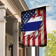 USA Thailand Friendship Half Flag Patriotic Thai House Flag, Double-Sided Outdoor Yard Decor 29.5 x 39.5 Inch