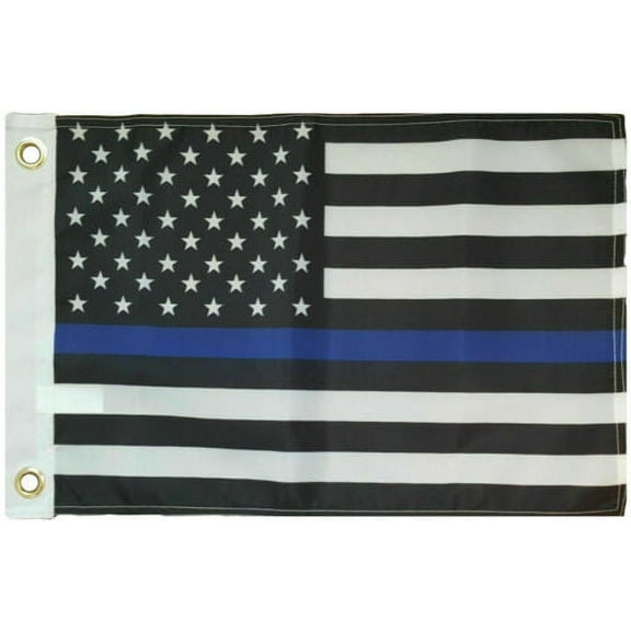USA Thin Blue Line 12x18 12"x18" Screen Printed Boat Flag Brass Grommets