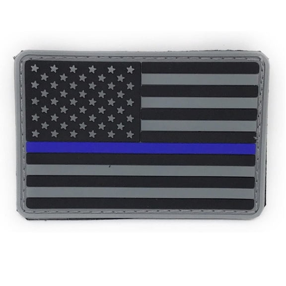 USA Thin Blue Line Morale Patch PVC Police Hook & Loop