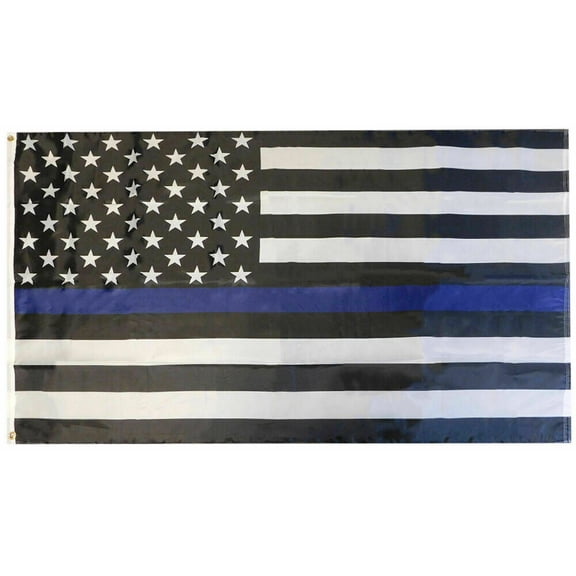 USA Thin Blue Line Police Memorial 150D Woven Poly Nylon 3x5 3'x5' Flag Banner