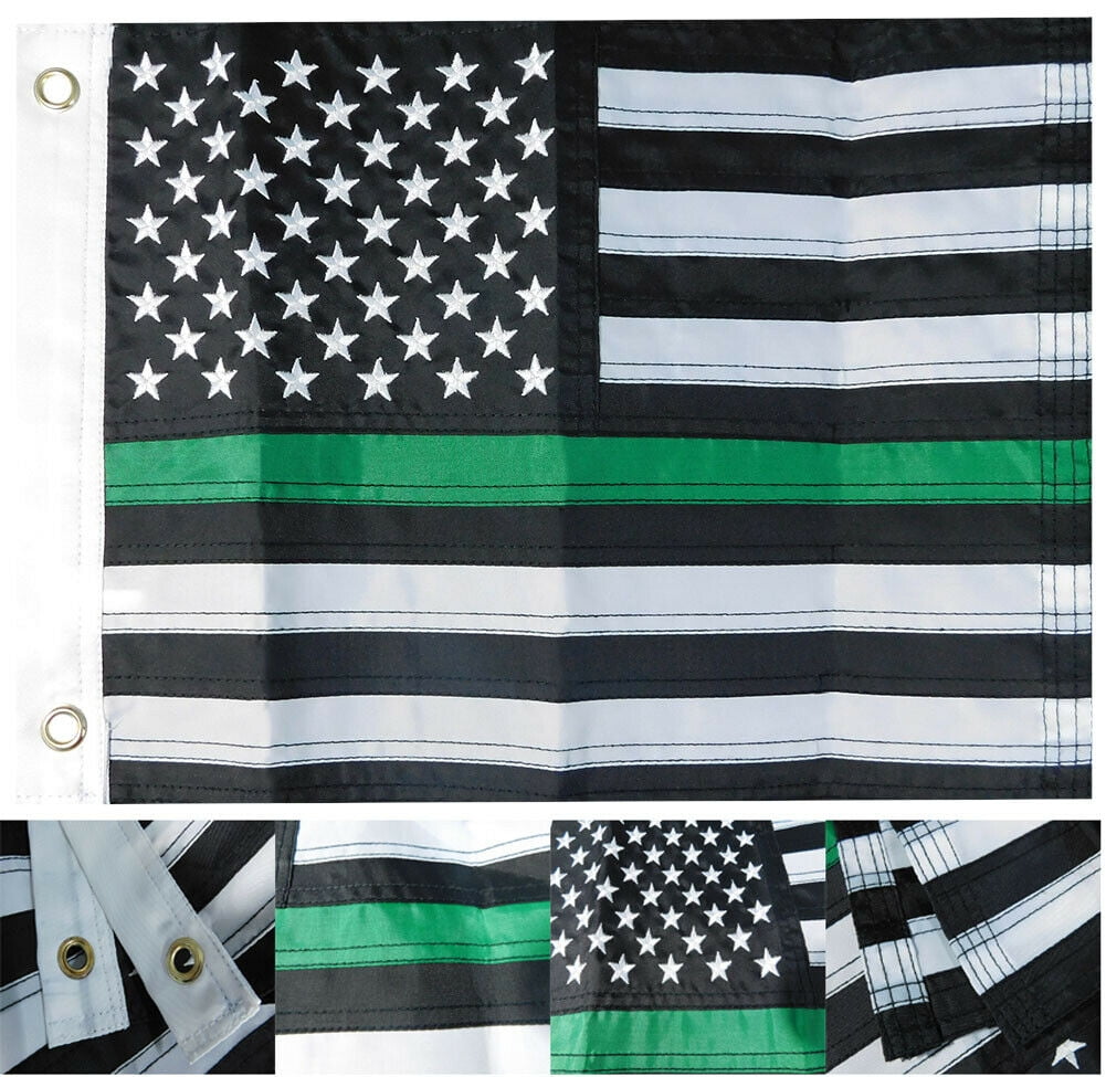 USA Thin Green Line 12x18 12"x18" Nylon Embroidered Boat Flag Grommets