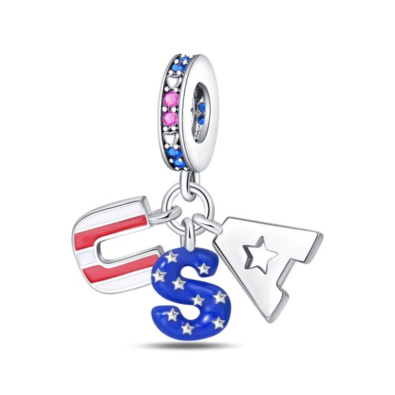 USA Three - Piece Set Charm, Compatible with Most Bracelet, Charm for Bracelet