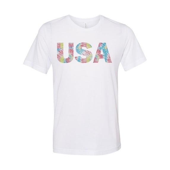 "USA Tie Dye, 4th Of July Shirt, Unisex, Sublimation T, Independence Day, Proud American, Patriotic Shirt, Gift For Her, USA Shirt, Tie Dye T, White, LARGE"
