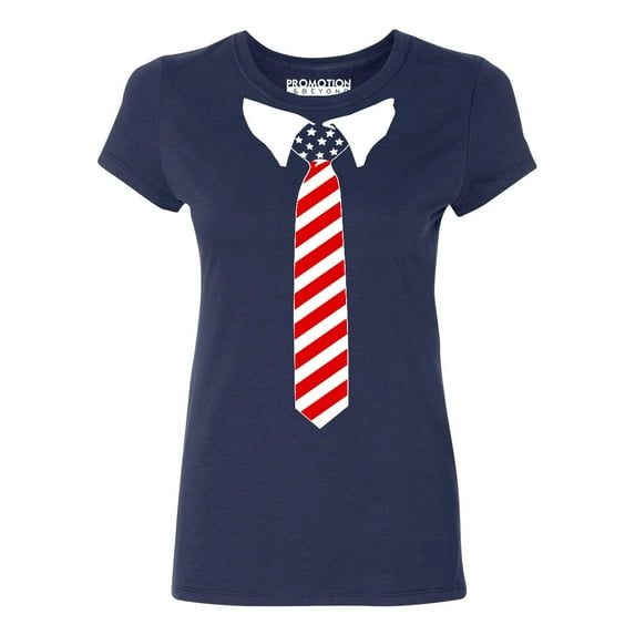 USA Tie Tuxedo 4th of July Wedding Party Ceremony Women's T-shirt, XL, Navy
