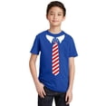 thumbnail image 1 of USA Tie Tuxedo 4th of July Wedding Party Ceremony Youth T-shirt, Youth S, Royal, 1 of 2