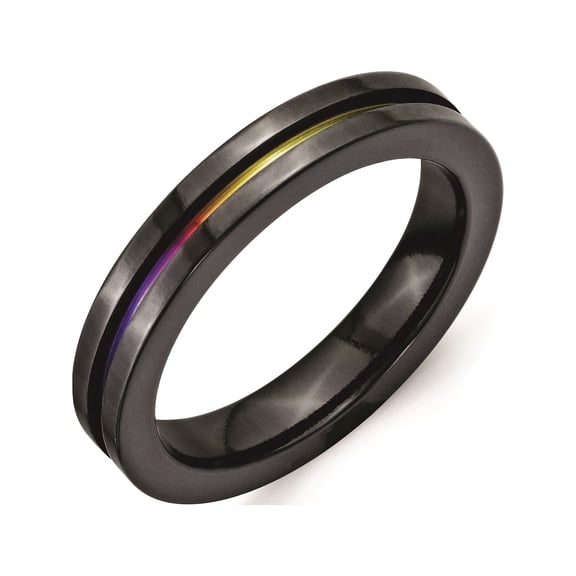 USA - Titanium Black Ti Multi-colored Anodized 4mm Polished Band