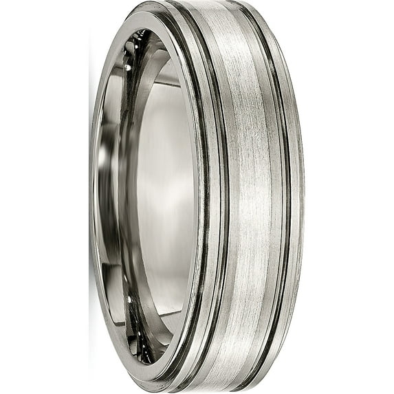USA - Titanium w/ Argentium .925 Silver Inlay Ridged Edge 7mm Band