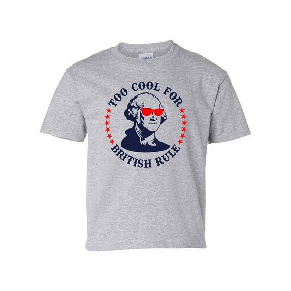 USA Too Cool For British Rule 4th of July American Youth Kids Children's T-shirt Graphic Tee Graphic Tee-Sports Grey-large