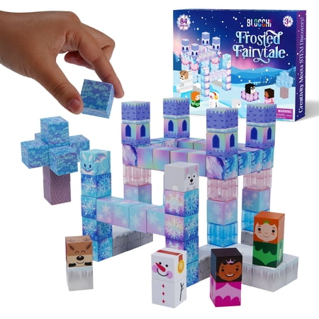 USA Toyz Blocchi Frosted Fairytale Magnetic Building Blocks 84pc Construction Set Toy for Kids