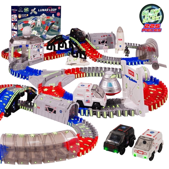 USA Toyz NASA Space Race Track STEM 225 Pieces Summer Indoor Vehicle Playset Toy for Kids Ages 3+