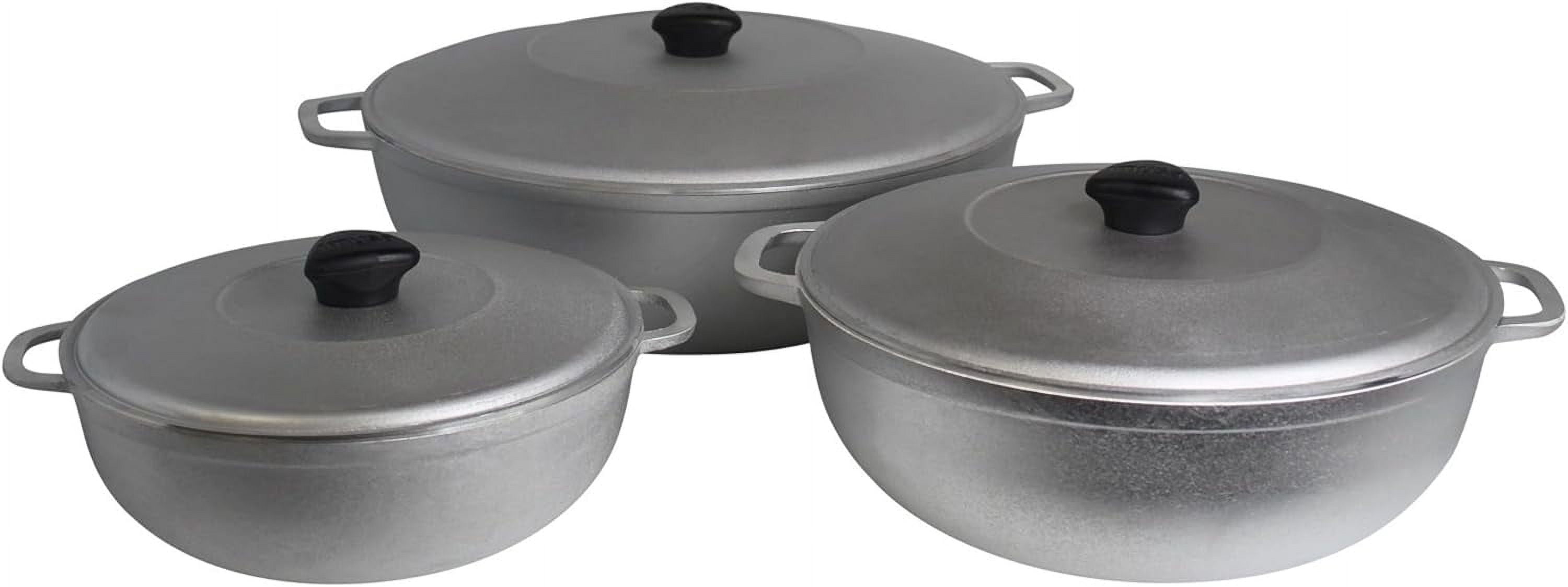 USA Traditional Colombian Natural Caldero 3-Piece(1.5/3.5/7.0 Quart) Dutch Oven Set, Silver, Small