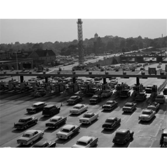 USA Traffic Entering Toll Booths at George Washington Bridge Jersey Poster Print - 18 x 24 in.