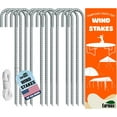 thumbnail image 1 of USA Trampolines Stakes Heavy Duty Ground Stakes Canopy Parts Wind Stake with Rope 12 Inch Heavy Duty Stake Safety Ground Anchor Galvanized Steel J Shaped, Pack of 12（Gray）, 1 of 6