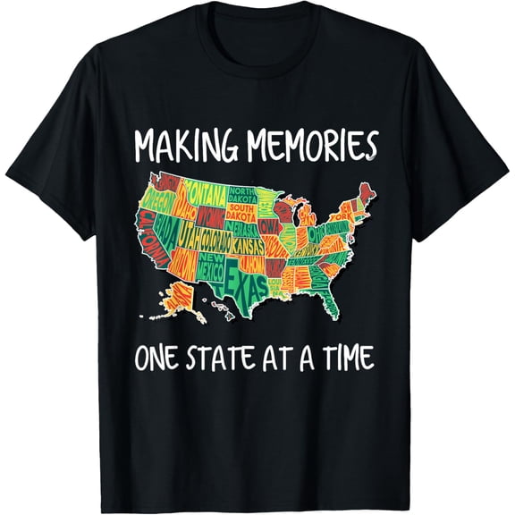 USA Travel Gift Visit 50 States Map T-ShirtMen and women, Black T-shirt, size: Extra large