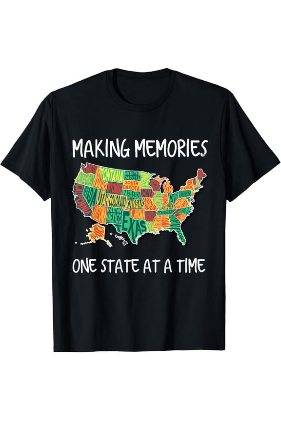 USA Travel Gift Visit 50 States Map T-ShirtMen and women, Black T-shirt, size: Extra large