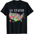 thumbnail image 1 of USA Travel Gift Visit 50 States Map T-ShirtMen and women, Black T-shirt, size: Extra large, 1 of 4