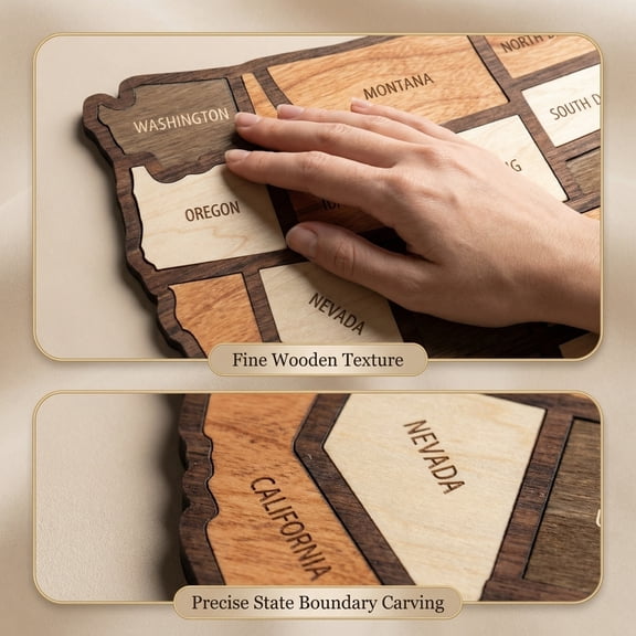 USA Travel Map, 12x10, Wooden USA Map Puzzle, Perfect For Couples Gift,Travel Map
