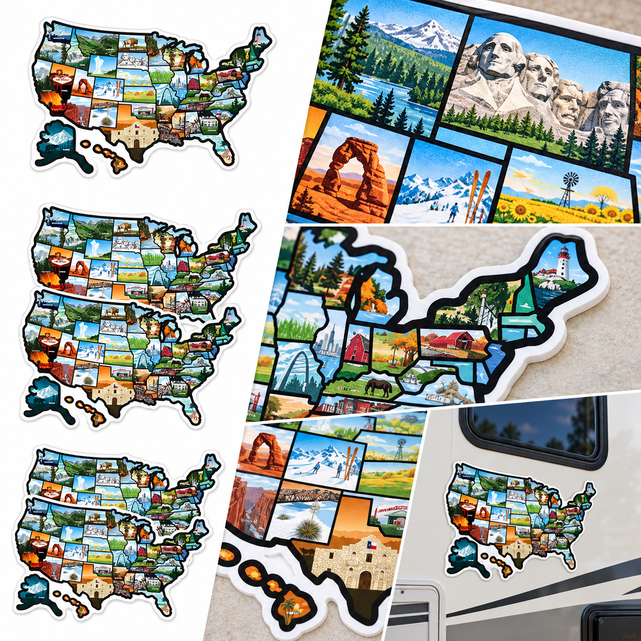 USA Travel Map Sticker for RV, 3 Pack 50 States Adventure Tracker ...