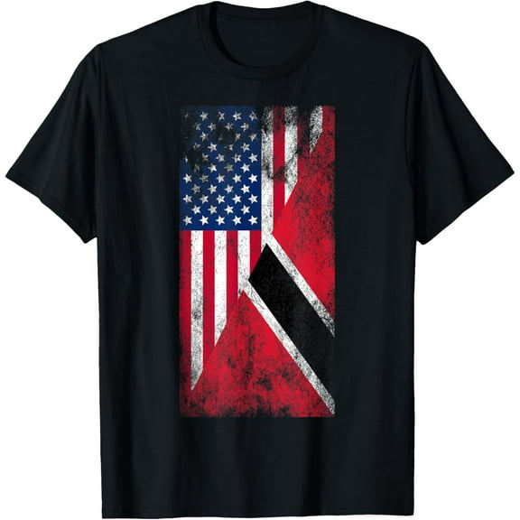 USA & Trinidad & Tobago Flags - US of America, Trinidadian T-Shirt100% pure cotton