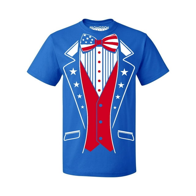 USA Tuxedo Patriotic 4th of July Men's T-shirt, L, Royal