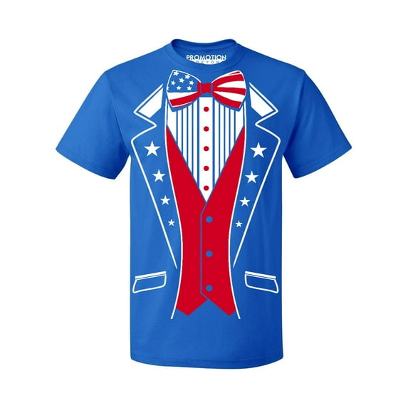 USA Tuxedo Patriotic 4th of July Men's T-shirt, M, Royal