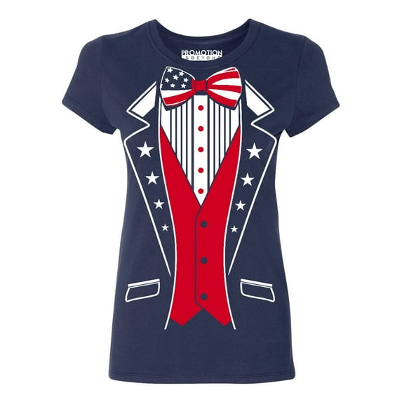 USA Tuxedo Patriotic 4th of July Women's T-shirt, 3XL, Navy