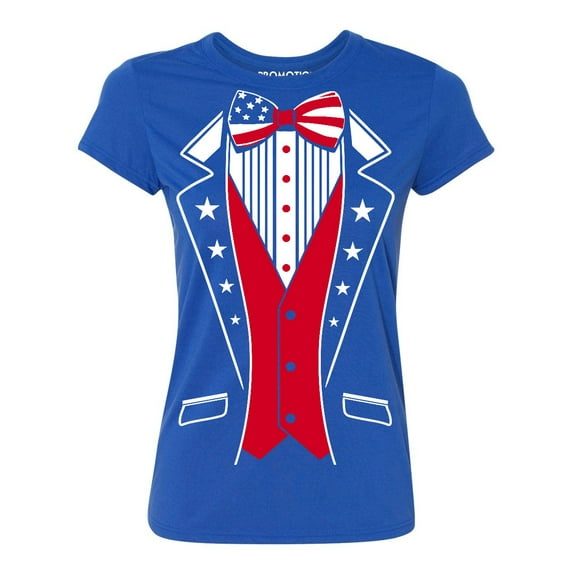 USA Tuxedo Patriotic 4th of July Women's T-shirt, XL, Royal