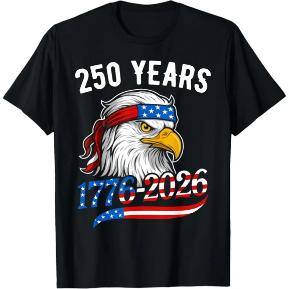 USA Two Hundred Fifty Year Anniversary Bald Eagle Flag Top Unisex T-Shirt, S-5XL