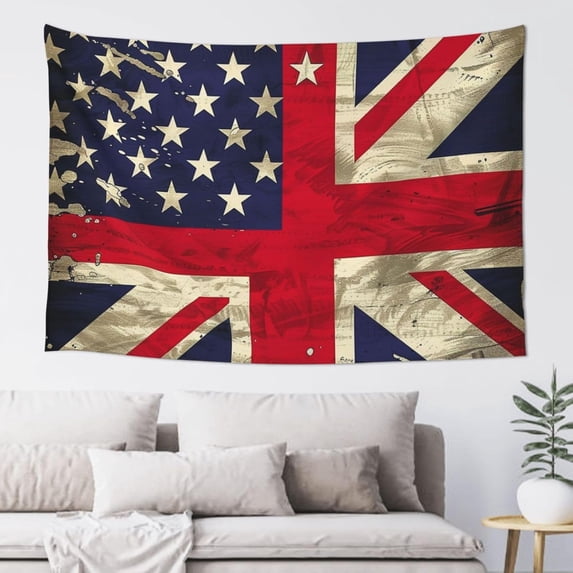 USA UK Flag Vintage Tapestry Wall Hanging 60 x 40 in for Bedroom Living Room Dorm Room Party Decoration
