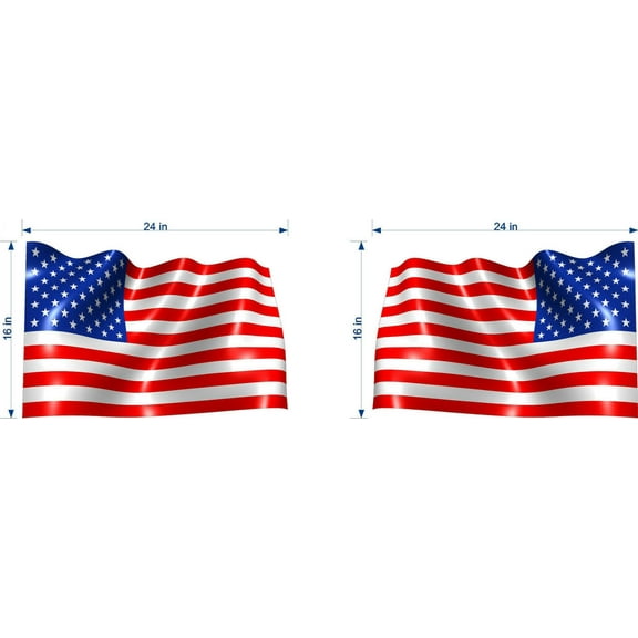 USA US AMERICAN FLAG LARGE VINYL DECAL (CHOOSE YOUR SIZE) WAVY STYLE LAMINATED