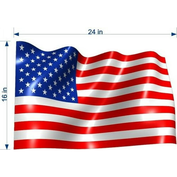 USA US AMERICAN FLAG LARGE VINYL DECAL (CHOOSE YOUR SIZE) WAVY STYLE LAMINATED