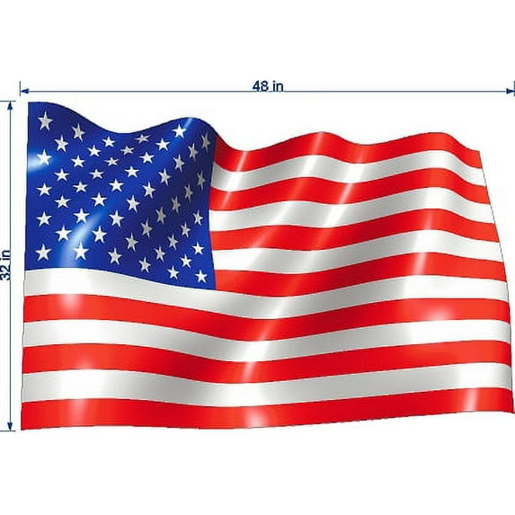 USA US AMERICAN FLAG LARGE VINYL DECAL (CHOOSE YOUR SIZE) WAVY STYLE LAMINATED