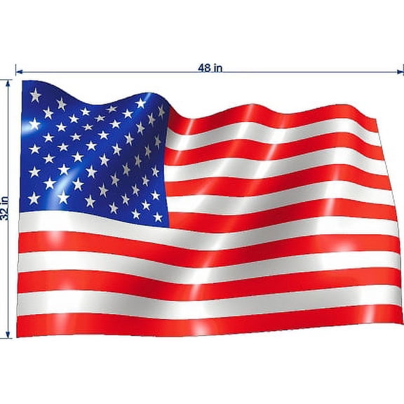 USA US AMERICAN FLAG LARGE VINYL DECAL (CHOOSE YOUR SIZE) WAVY STYLE LAMINATED