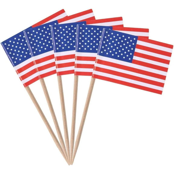 USA US American Flag Picks Toothpicks Cocktail Sticks Cupcake Toppers for Patriotic Theme Party 4th of July Decorations, (50pcs/200pcs/500pcs), Multi, 200pcs