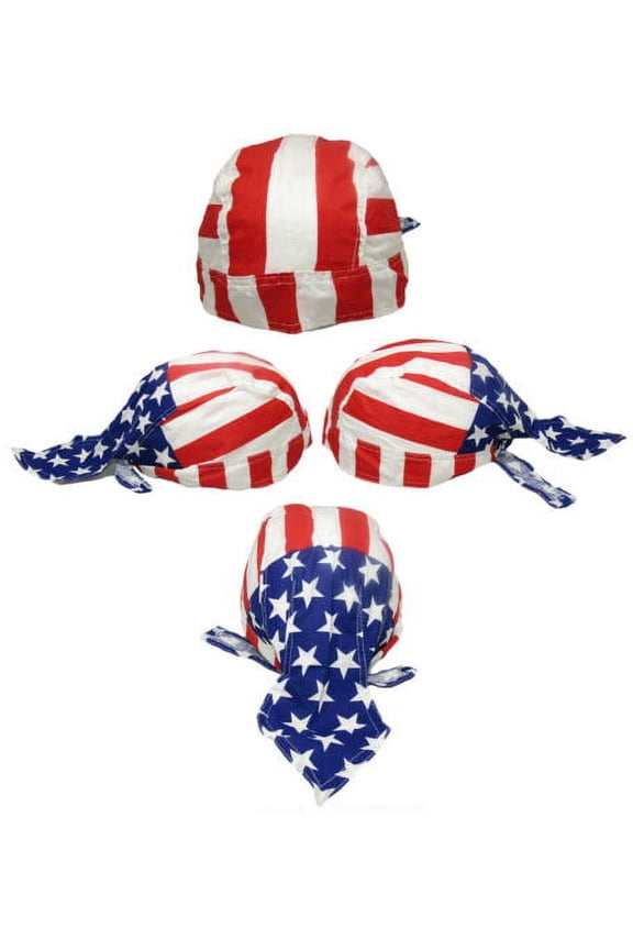 USA US Stars & Stripes Printed Red/White/Blue Do Rag Doo Rag Skull Cap Head Wrap