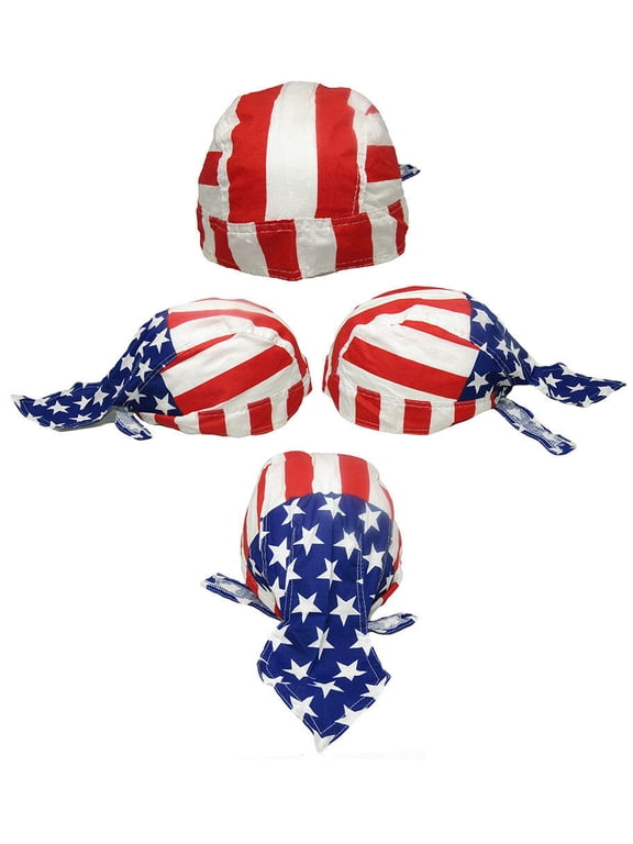 USA US Stars & Stripes Printed Red/White/Blue Do Rag Doo Rag Skull Cap Head Wrap