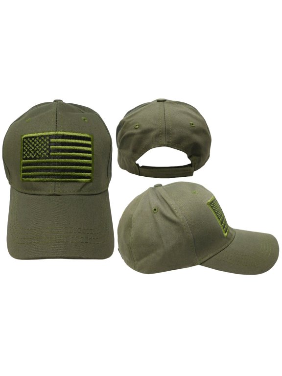 USA US U.S. America American Flag Green Patch Olive Baseball Cap Hat