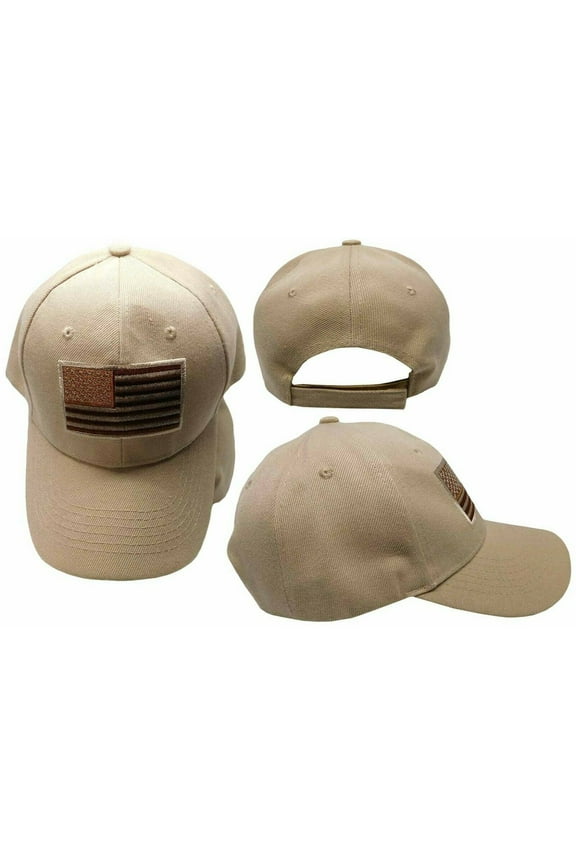USA US U.S. America American Flag Khaki Tan Patch Baseball Cap CAP610A Hat