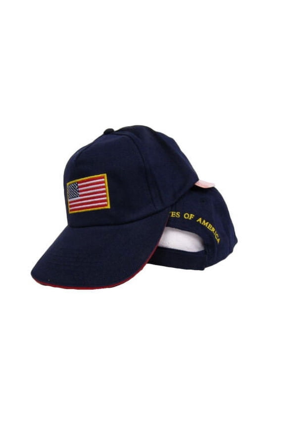 USA US U.S. America American Flag Patch Dark Blue Gold Letters Baseball Cap Hat