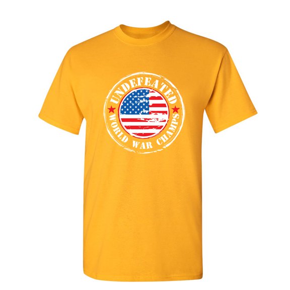 USA Undefeated World War Champs Political Sarcasm Mens Tshirt For Novelty Sarcastic Graphic Tees Lover Humor Funny T Shirt