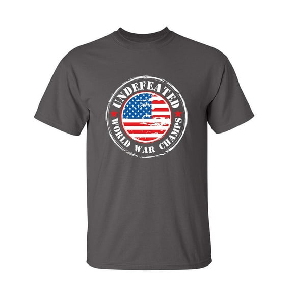 USA Undefeated World War Champs Political Sarcasm Mens Tshirt For Novelty Sarcastic Graphic Tees Lover Humor Funny T Shirt
