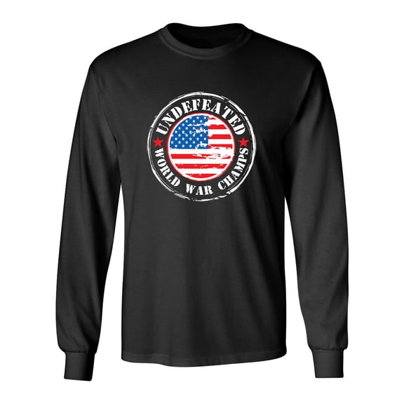 USA Undefeated World War Champs Sarcastic Novelty Gift Idea Adult Humor Funny Men's Long Sleeve Shirts