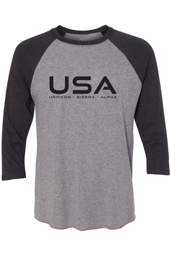 USA Uniform Sierra Alpha Unisex 3/4 Sleeve Baseball Raglan Tee