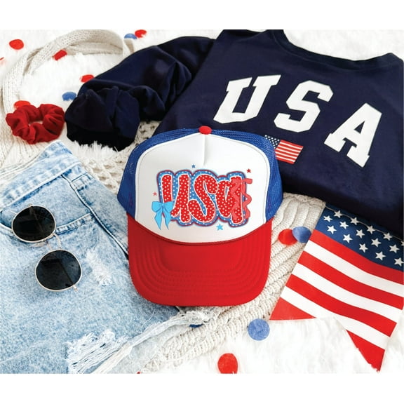 USA-Unisex Red,White, and Blue Unisex Foam Trucker Hat