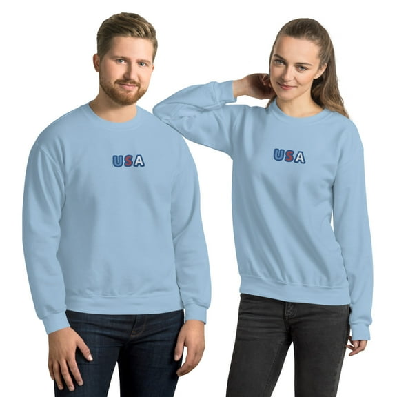 USA Unisex Sweatshirt (Light Blue, M)