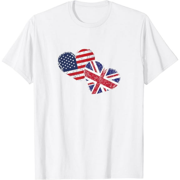 USA United Kingdom Heart Country Flag American British T-Shirt