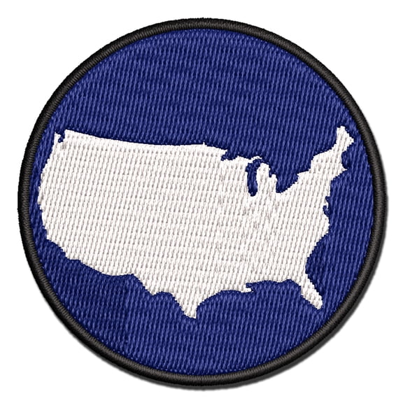 USA United States America Country Silhouette Applique Multi-Color Embroidered Iron-On Patch - 2.5 Inch Small